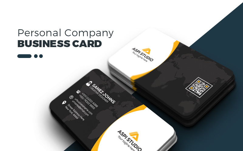 Download Фирменный стиль "Personal Business Card - Corporate Identity Template" / Personal Business Card - Corporate Identity Template - Фирменный стиль на тему графика corporate black blue both side design bundle business card creative designer flyer graphic green landscape logo modern official pack package