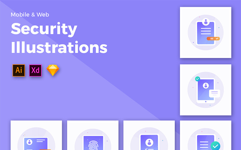 Download Набор иконок "Security Illustration Icon Set" / Security Illustration Icon Set - Набор иконок на тему графика security illustrations gradient ui design ux mobile web bundle icon illustration