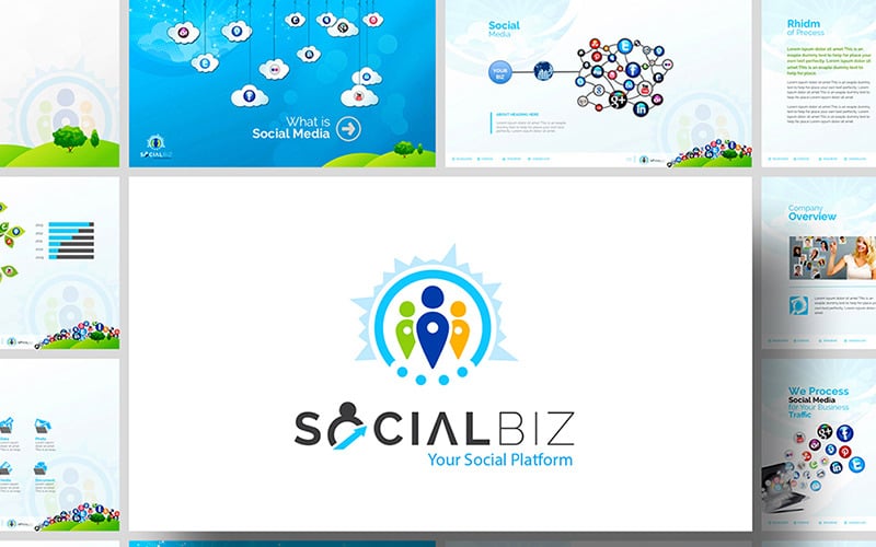 SocialBiz | Modèle PowerPoint de médias sociaux