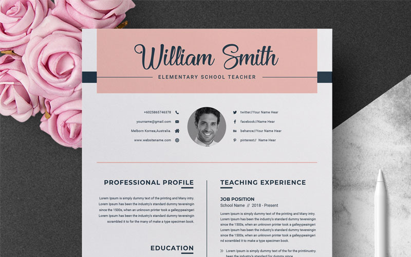 Download Резюме "William Smith Resume Template" / William Smith Resume Template - Резюме на тему графика resume template cv modern clean basic two page curriculum vitae creative microsoft word mac pages photoshop psd illustrator eps 1