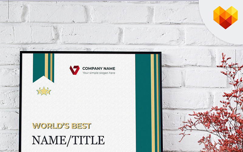 Download Шаблон сертификата "World's Best Certificate Template" / World's Best Certificate Template - Шаблон сертификата на тему графика certificate appreciation graduation membership attemdance accredited certification recognition printed award graphic psd identity corporate customizable a4 editable diploma standard formal