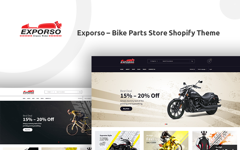 Exporso - Shopify-tema för cykeldelar