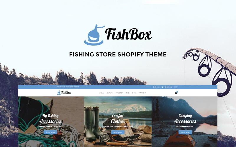FishBox - Attraktives Angel- und Jagdgeschäft Shopify Theme