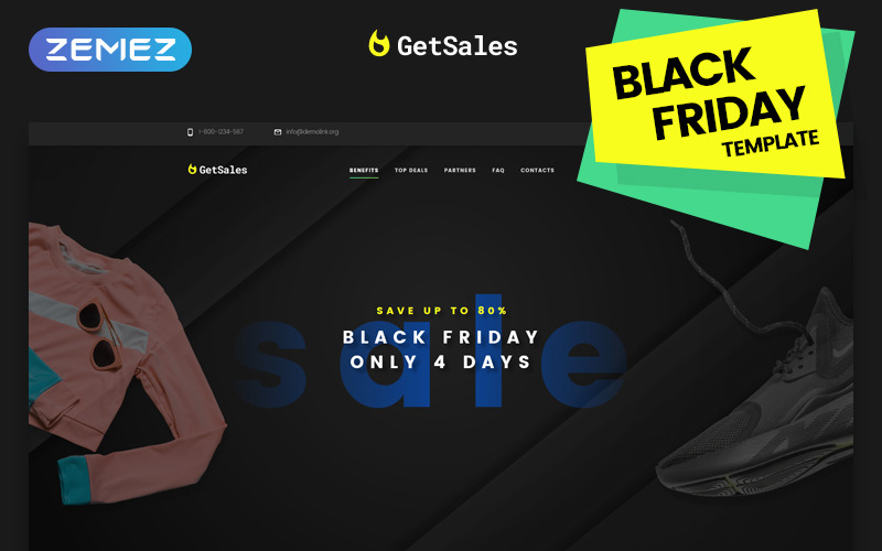 GetSales - Ausgefallene HTML-Landingpage-Vorlage für Black Friday