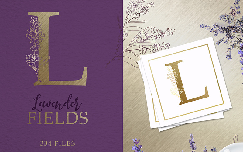 Lavendelvelden Waterverf En Vector Pack - Illustratie