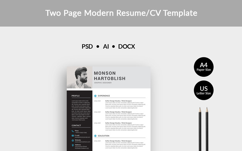 Modèle de CV moderne Monson Hartoblish