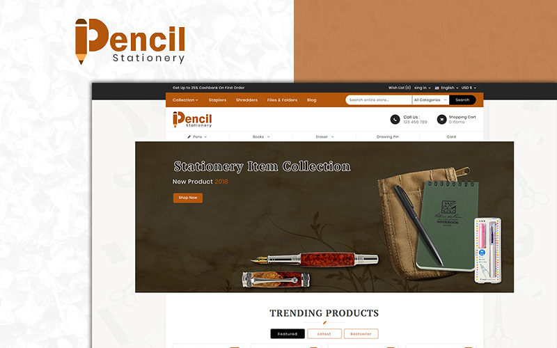 Ołówek - Stacjonarny motyw PrestaShop