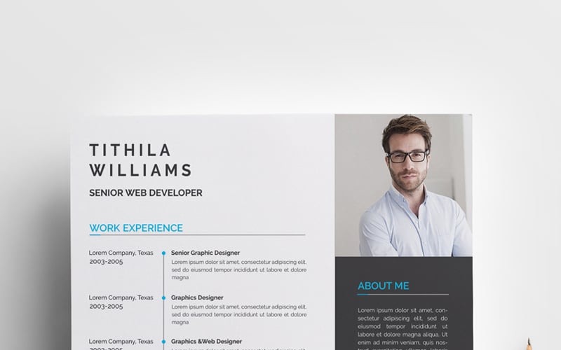 Download Резюме "Tithila Willams Graphics Designer Resume Template" / Tithila Willams Graphics Designer Resume Template - Резюме на тему графика 2-pieceresume a4 black bright career clean cleancv cleanresume coverletter creative creativeresume curriculumvitae cv cvdesign cvresume template designer docx editable elegant
