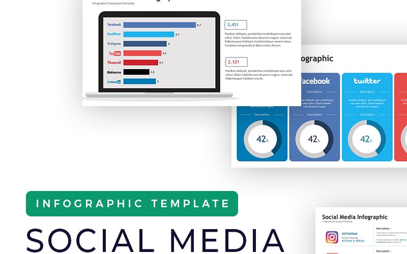 Apresentação em mídia social - modelo de infográfico do PowerPoint