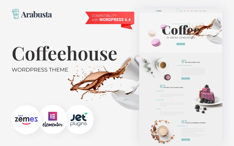 Arabusta - Motyw WordPress dla kawiarni i kawiarni