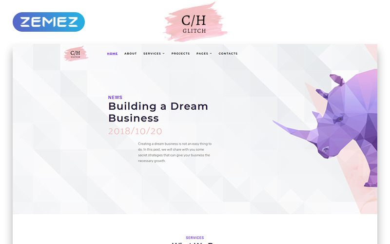 C / H Glitch - Affärsmässig flersidig HTML5-webbplatsmall