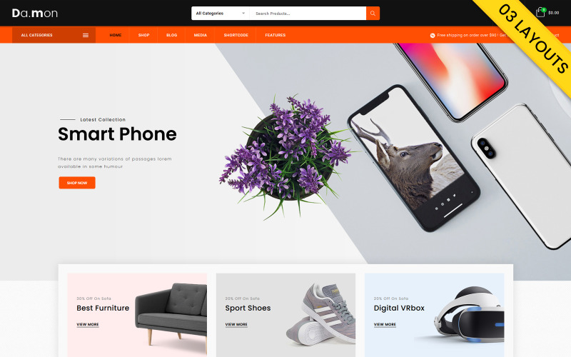 мега магазин woocommerce тема