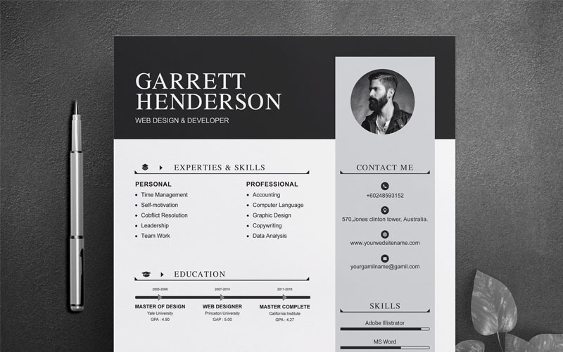 Modelo de currículo de Garrett Henderson