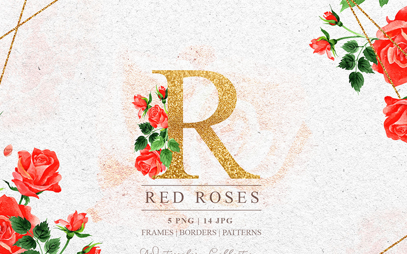 Akvarelová sada R-Rose PNG - ilustrace