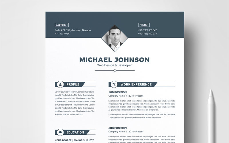 Download Резюме "Michael Johnson Resume Template" / Michael Johnson Resume Template - Резюме на тему графика resume template mac page 3 best clean cover letter creative curriculum vitae cv free modern design microsoft word pages photoshop