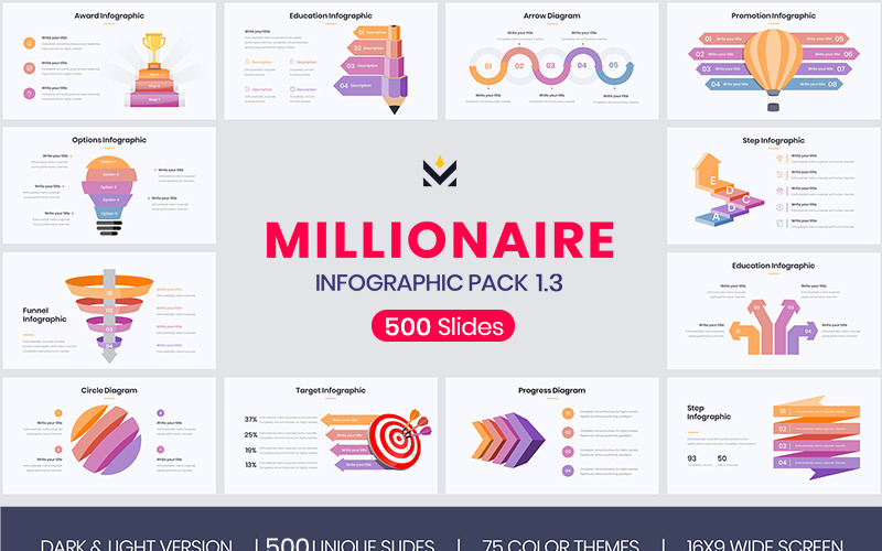 Milliomos - elegáns Infographic Pack - Keynote sablon