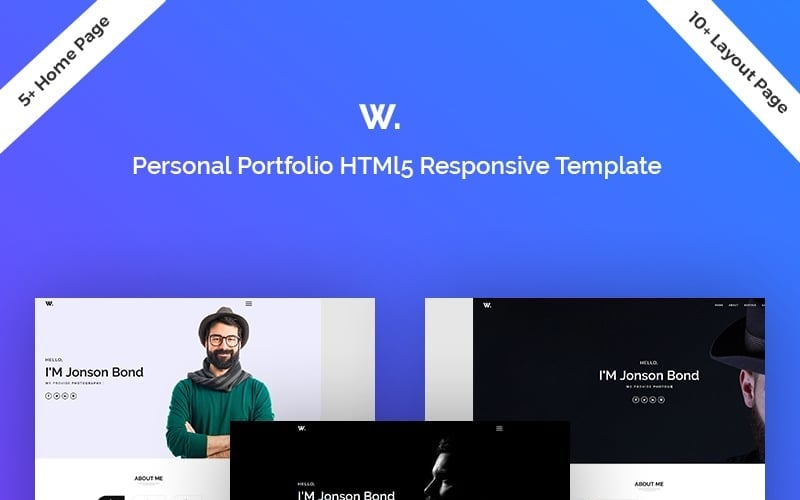 Modello di sito web HTML5 Bootstrap per portfolio personale di Welfare