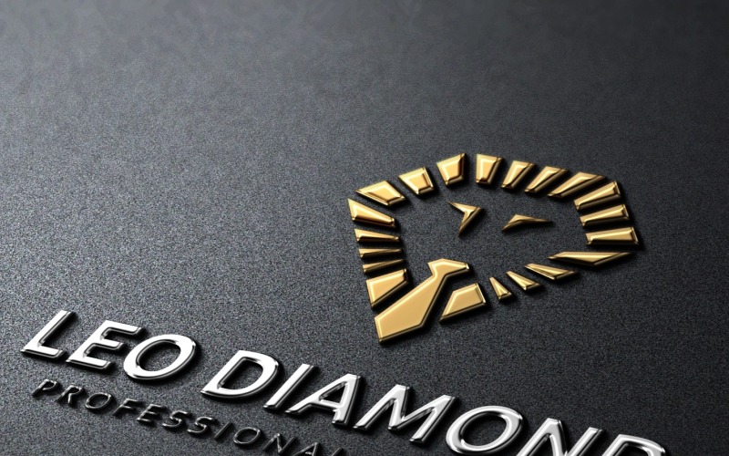 Modelo de logotipo de diamante de leão