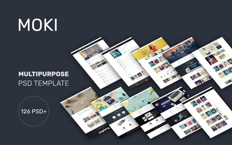 Download PSD шаблон "Moki - 126 PSD Multi-purpose PSD Template" / Moki - 126 PSD Multi-purpose PSD Template - Адаптивный PSD шаблон на тему дизайн и фотография agency,blog,business,corporate,creative,ecommerce,portfolio,psd,template,minimal,clean,fashion,store,landing,page,multipurpose,parallax,retina