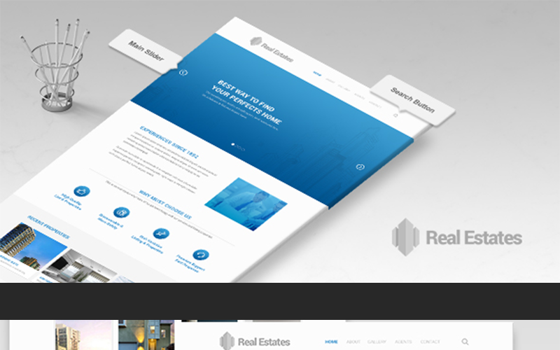 Download PSD шаблон "Real Estate Landing Page PSD Template" / Real Estate Landing Page PSD Template - PSD шаблон на тему веб-дизайн template psd web landing landingpages realestate psdtemplate