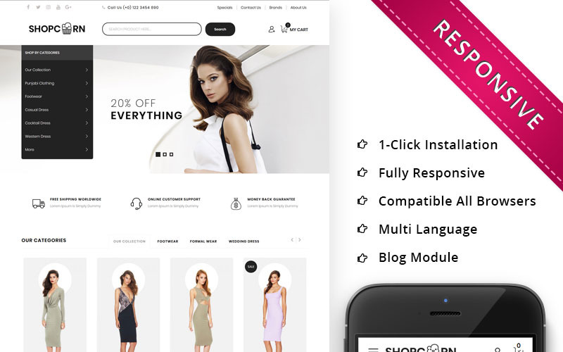 Shopcorn - modelo OpenCart de moda