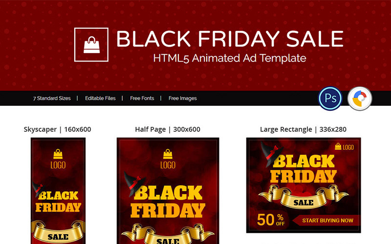 Download Animated Banner "Shopping & E-commerce | Black Friday Sale Animated Banner" / Shopping & E-commerce | Black Friday Sale Animated Banner - Animated Banner на тему графика black-friday friday good-friday sale shopping template discount fashion-sale deals photoshop html animated google google-ad
