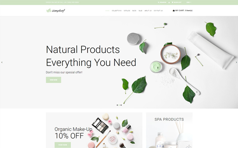 Simpleaf - Bio kozmetikai üzlet Shopify téma