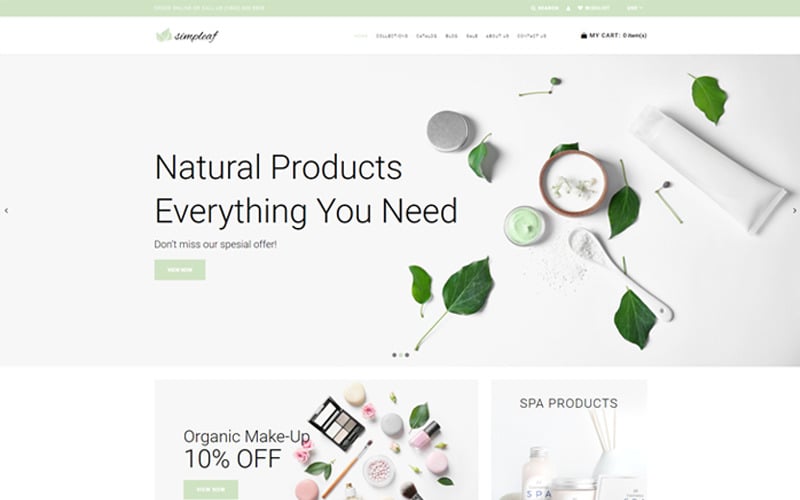 Simpleaf - motyw Shopify dla sklepu z kosmetykami organicznymi