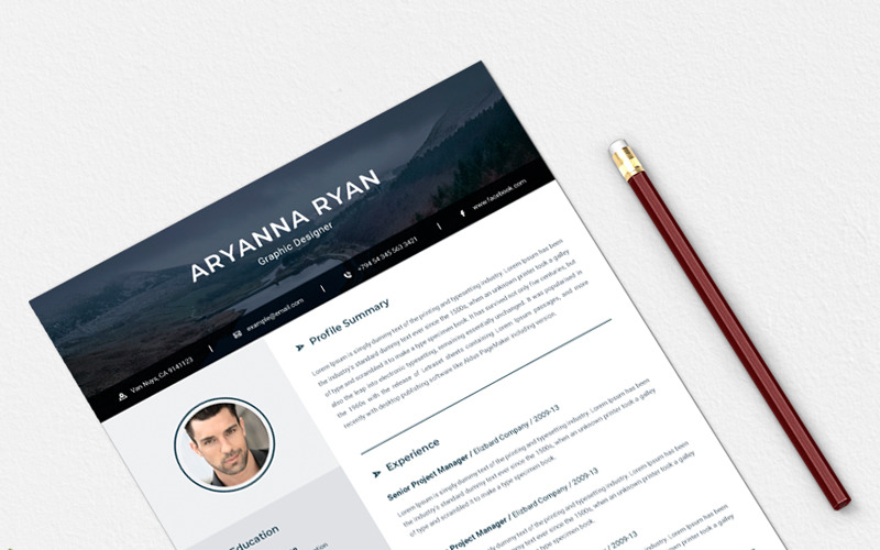 Download Резюме "Aryanna Ryan CV Resume Template" / Aryanna Ryan CV Resume Template - Адаптивный Резюме на тему графика a4 clean resume cv doc elegant template indesign infographic modern professional creative design minimal pages portfolio word us letter