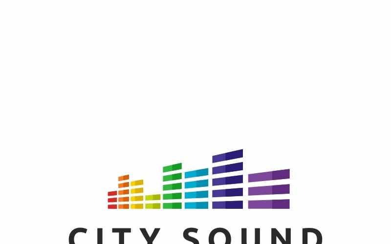 Download Шаблон логотипа "City Sound Logo Template" / City Sound Logo Template - Шаблон логотипа на тему графика black city key keys line logo music piano print ready shape sky sound sounds tunes vector white