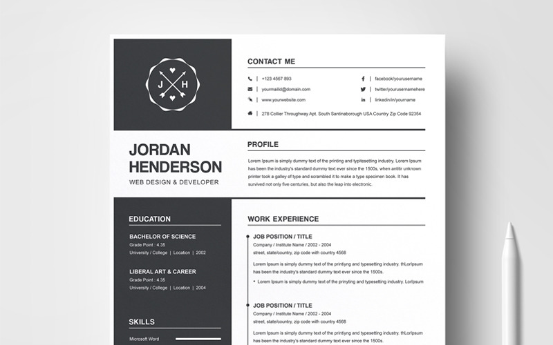 Modello di curriculum Jordan Henderson