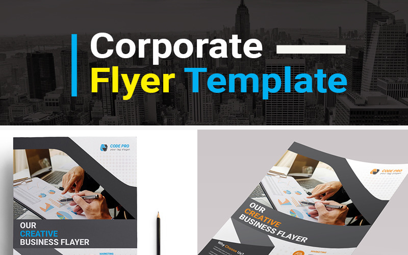Download Фирменный стиль "Modern Flyer PSD - Corporate Identity Template" / Modern Flyer PSD - Corporate Identity Template - Фирменный стиль на тему графика business flyer creative corporate id studio photo multimedia web artistic building technology corporet internet stationery kit blue hi-quality official symple