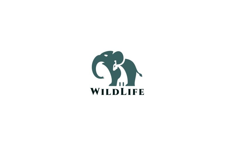 Plantilla de logotipo de elefante y jirafa