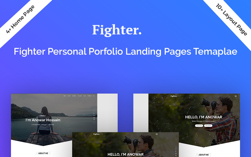 Szablon strony docelowej HTML5 osobistego portfela Fighter