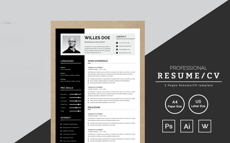 Willes Doe Designer & Developer CV-sjabloon