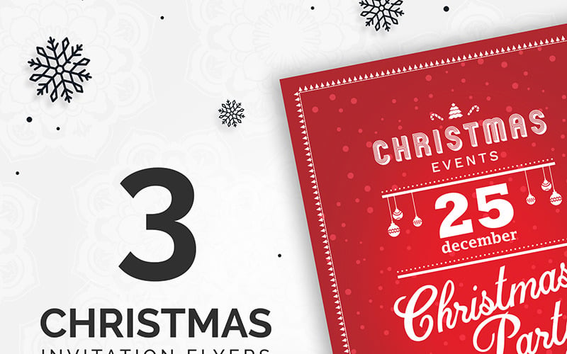 3 Christmas Invitation Flyers - Corporate Identity Template