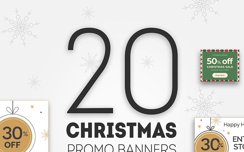 Download Бандл "20 Christmas Promo Banners Bundle" / 20 Christmas Promo Banners Bundle - Бандл на тему графика banners adwords ads promo sale christmas
