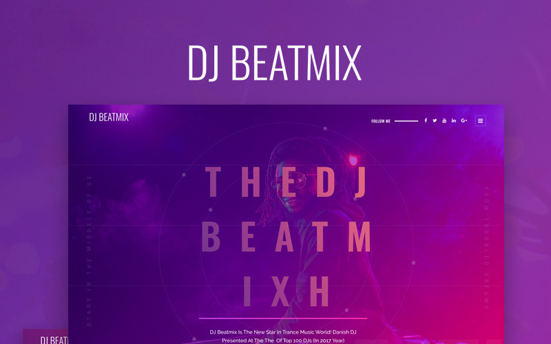DJ Beatmix - Página pessoal WordPress Elementor Theme