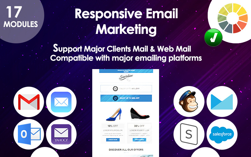 E-mail responsieve marketingaanbiedingen Nieuwsbriefsjabloon