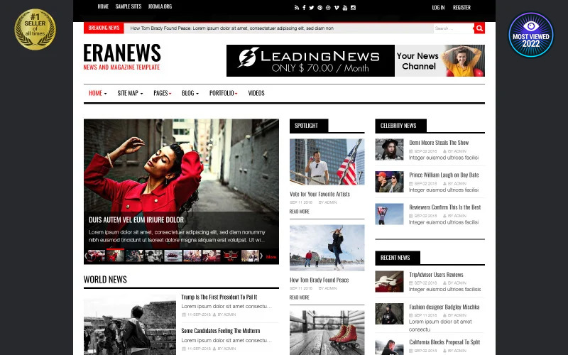 Eranews Nachrichten und Magazin Joomla Joomla-Vorlage