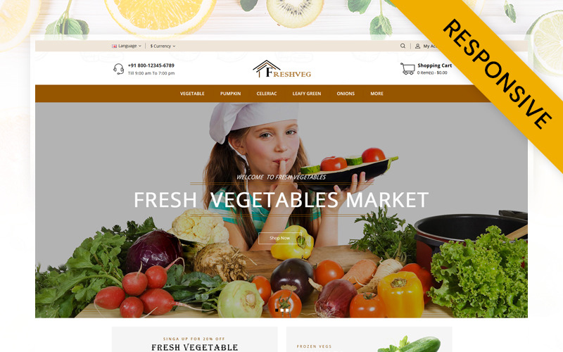 FreshVeg - modelo OpenCart de loja de vegetais