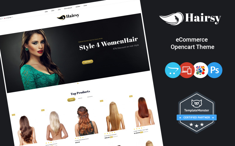 Hairsy - шаблон OpenCart многоцелевого магазина