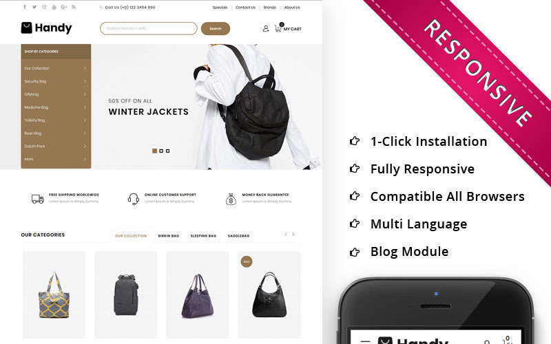 Handy Leather Market Responsive OpenCart Template