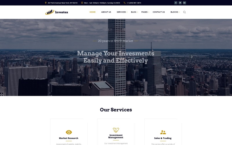 Investex - Готовый инвестиционный шаблон веб-сайта