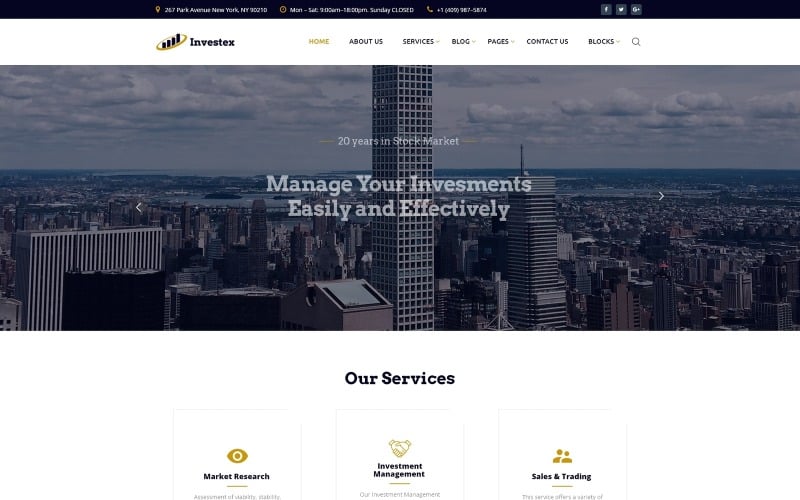 Investex - Modèle de site Web prêt à l'emploi