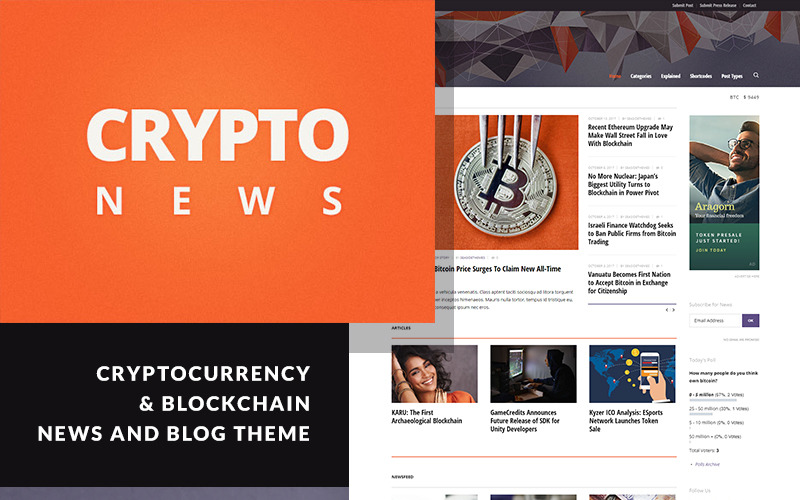 Kryptonyheter - Kryptovaluta & Bitcoin WordPress-tema