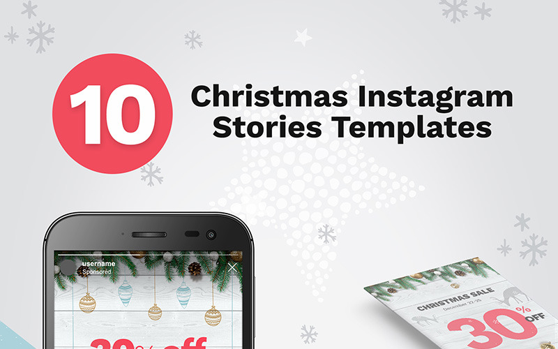Шаблон для социальных сетей из 10 рождественских историй в Instagram