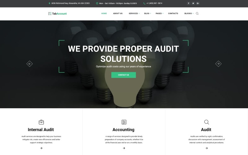 TabAccount - Modello di sito web pronto per l'audit