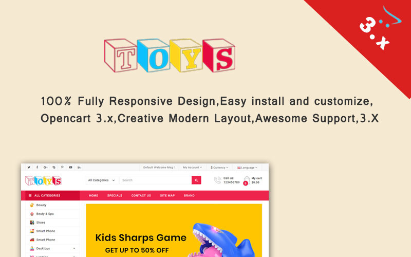 шаблон opencart toys &amp; kids