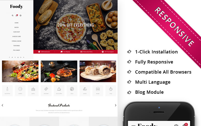 Foody - De responsieve OpenCart-sjabloon van de Restraunt Store